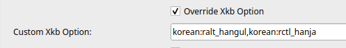 fcitx5 입력기에서 XKB 옵션 강제 지정